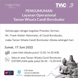 Jam Buka Taman Wisata Candi Borobudur 17 Juni 2022 TWCB